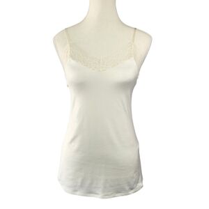 White House Black Market Lace Trim Camisole Small Ivory Stretch Layering Tank